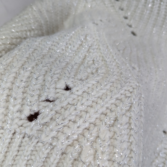 & Other Stories Sweater Crop Wool White Metallic Mock Paris - Picture 9 of 10